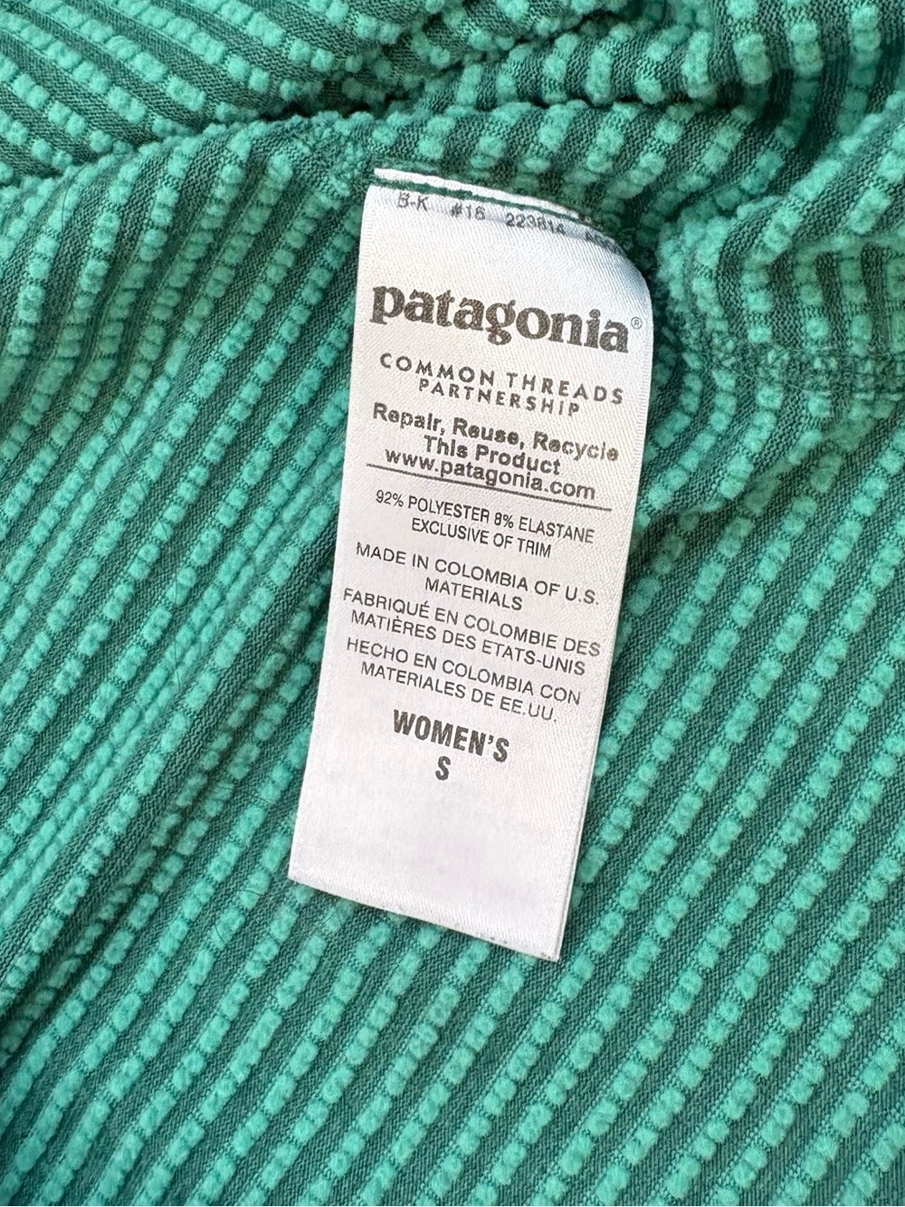 Patagonia Womens Small Teal Blue Thermal Weight Capilene Baselayer Travel Hiking - Picture 6 of 7